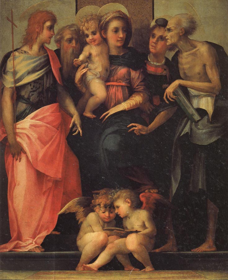 Rosso Fiorentino Madonna Enthroned with SS.John the Baptist,Anthony Abbot,Stephen,and Benedict